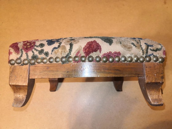 Image 1 of Antique baroque upholstered footstool in Louis XV style (rare)
