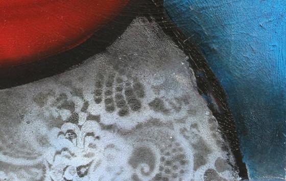 Image 1 of small painting 'red man'