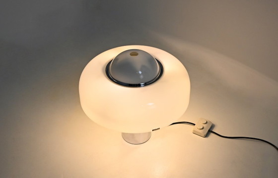 Lampe Brumbury de Luigi Massoni pour Harvey Guzzini, années 1970, Plastique, Chrome, Blanc, Space Age (photo 7 sur 13)