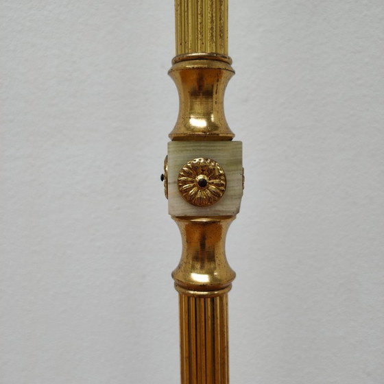 Image 1 of Brass and marble rococo standing coat rack Hollywood Regency hall tree