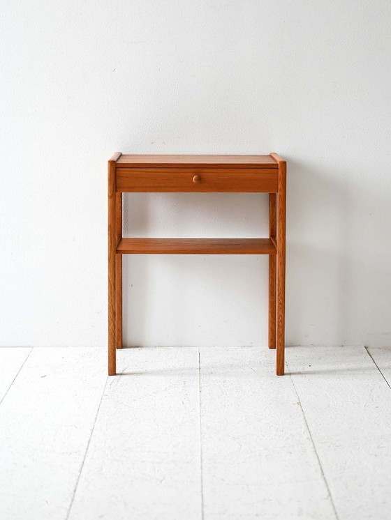 Image 1 of Scandinavian Vintage Teak Nightstand with Shelf