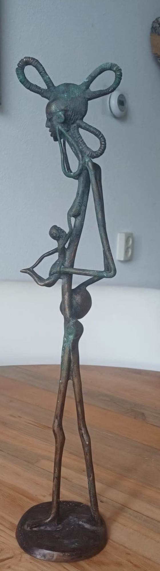 Prachtige set vintage Afrikaanse bronzen beelden – Giacometti-stijl – Beeldhouwkunst (photo 9 of 9)
