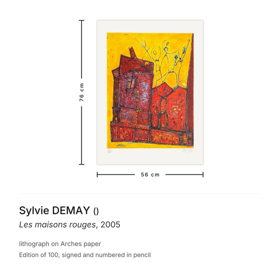 Image 1 of Sylvie Demay Die roten Häuser Signierte Lithografie 2005