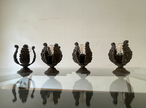4 x Bronzen Vintage Lampen