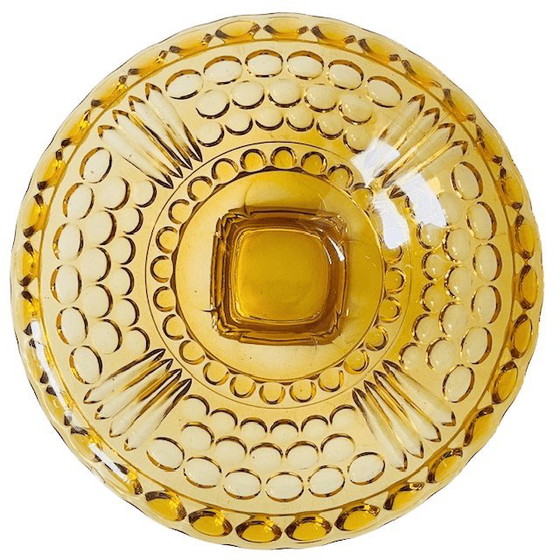 Image 1 of Antique amber glass fruit bowl by August Walther & Sons 1890s