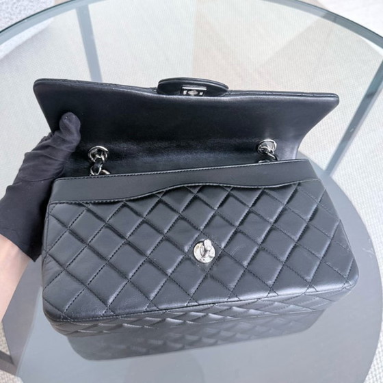 Image 1 of Chanel Classic Flap Medium - Special Valentine Edition 25CM Quilted Lambskin Black Silver Hardware Series 19