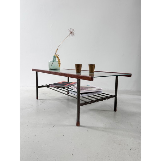 60’ Salontafel In Staal, Hout & Glas – Metal (photo 2 of 15)