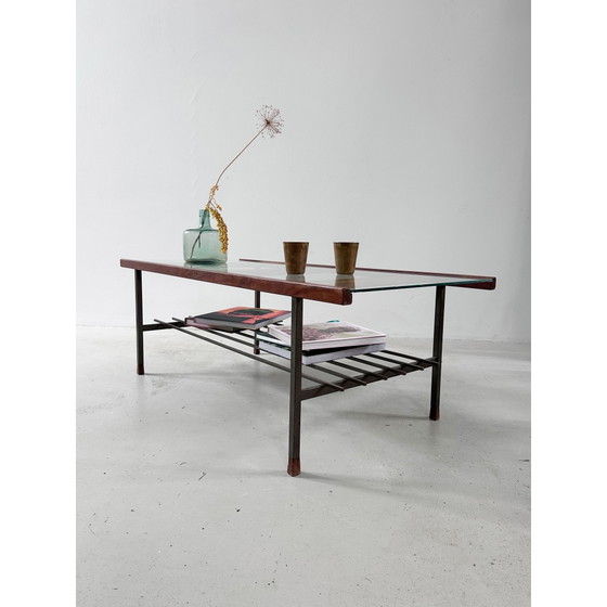 60’ Salontafel In Staal, Hout & Glas – Metal (photo 2 of 15)