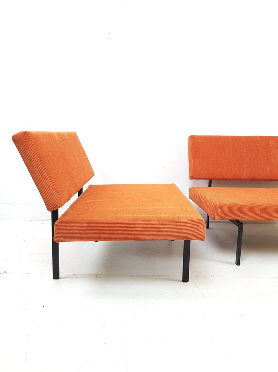 Image 1 of 2 Pastoe Cees Braakman benches | two-seater sofa newly upholstered orange