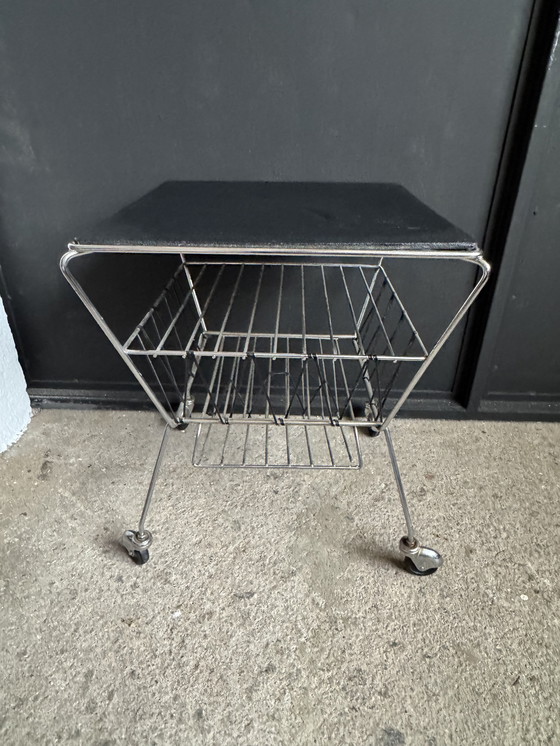 Image 1 of 1950s rolling newspaper rack