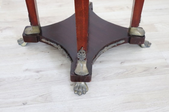 Image 1 of Guéridon aus Holz im Empire-Stil mit Bronze- und Marmorplatte