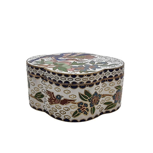 Vintage chinesische Cloisonné-Schmuckschatulle mit Phönixmotiv