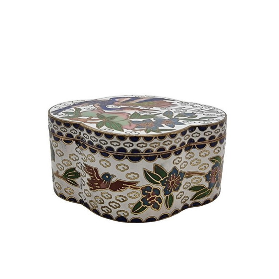 Image 1 of Caja de joyería china antigua de cloisonné con fénix