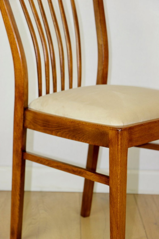 Image 1 of Vintage chairs beige velvet - set of 4