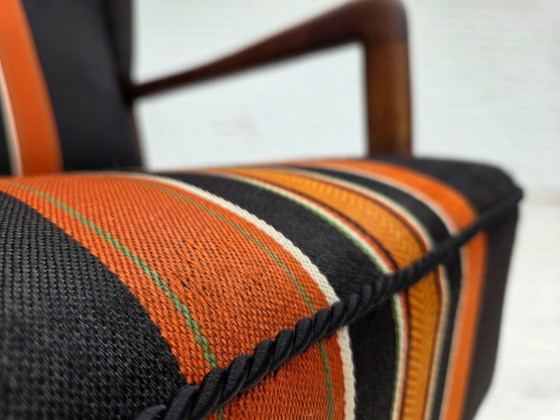 Image 1 of Anni '60, poltrona danese con schienale alto di Fritz Hansen, lana per mobili, legno di faggio.