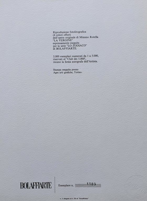 Image 1 of Mimmo ROTELLA - Die Jungfrau - Gerahmte Künstlerlithografie