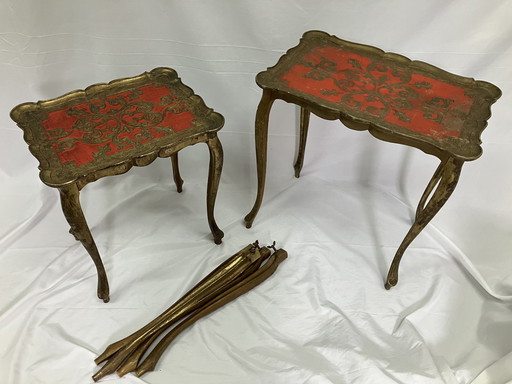Vintage set of 2 Italian Florentine side tables