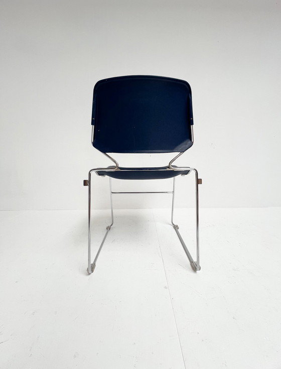 Image 1 of Set of 6 dark blue Matrix Krueger chairs by Thomas Tolleson, 1970's