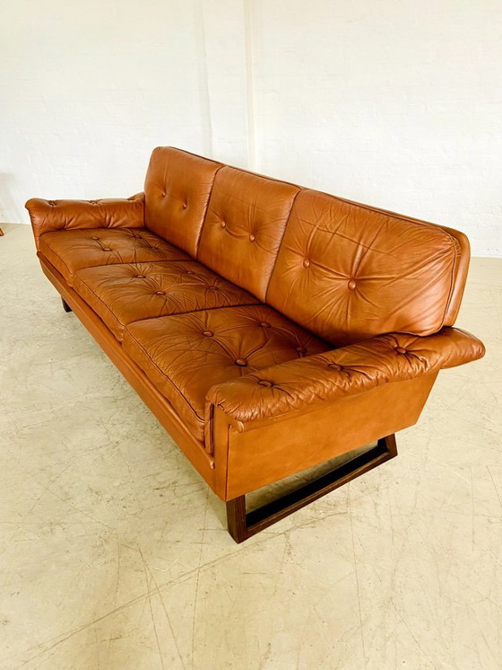 Image 1 of VINTAGE DANISH SVEND SKIPPER 3 PERSON SOFA IN COGNAC LEATHER 1970,s