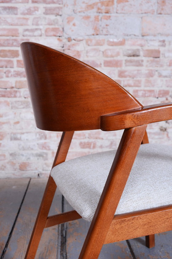 Pair of Restored Mid-Century Armchairs, Reupholstered, Cherry Wood, Czech, 1970s – Textile (photo 2 of 18)