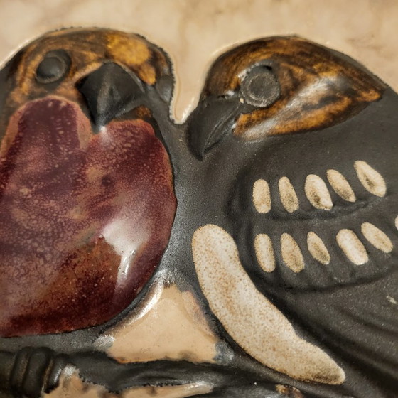 Image 1 of Cornice rotonda, targa in ceramica smaltata con rilievo, Rusha Art, anni '60-'70, Germania