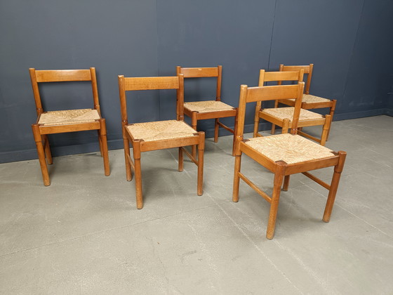 Image 1 of Italienische Esszimmerstühle aus Korbgeflecht, 1970er Jahre