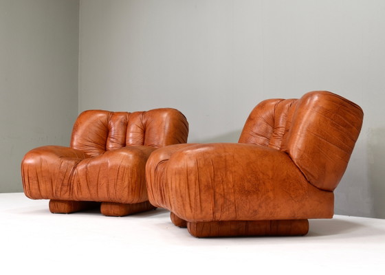 Fauteuils Giuseppe Rossi di Albizzate en cuir, Italie, années 1970, Chaises & fauteuils, Marron (photo 7 sur 20)