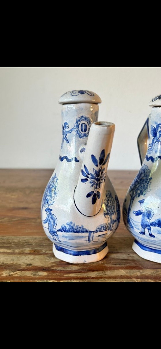 Image 1 of Service à huile et vinaigre Claauw en porcelaine de Delft, 1800-1840