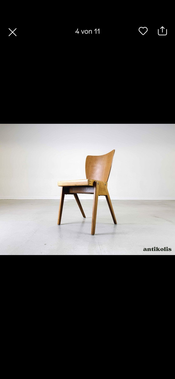 Image 1 of Set van 4 stoelen Mid Century Kadeder beuken vintage stapelbare stoel