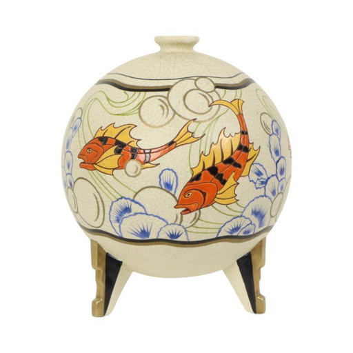 Rare Art Deco Vase Fish Orchids