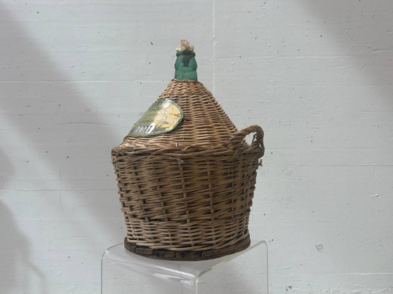 Image 1 of Italienischer Glasballon im Korbgeflecht, Mitte 20. Jahrhundert