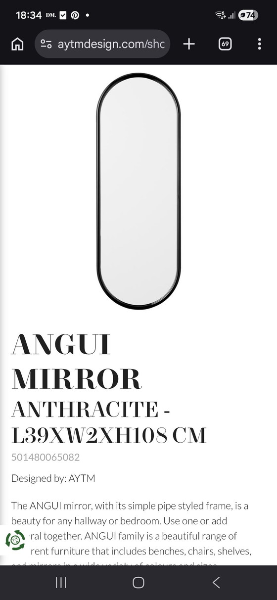 Image 1 of Miroir ovale AYTM Angui 108 cm × 39 cm