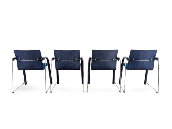 Image 1 of Original 4-piece Thonet S320 stacking chair set, Böhme Schneider, blue