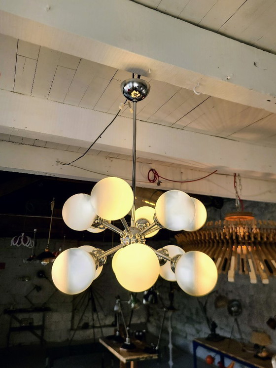 Image 1 of Lampadario Sputnik con 12 globi - cromato anni '70