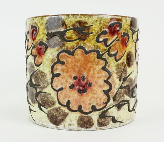 Image 1 of Marei keramische vintage bloempot uit de jaren 60/70, gemaakt van fat lava-keramiek met bloemendecoratie, modelnr. 11/3 2523