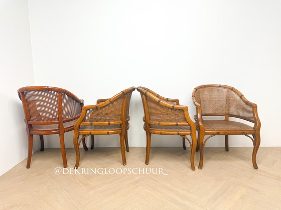 Image 1 of 4x vintage Faux bamboe stoelen in de stijl van Giorgetti, Grange gemerkt
