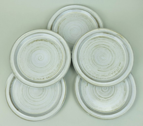 Image 1 of 5 soup bowls with plates ceramano gala sepia esthetique tique gerda heuckeroth 1970s