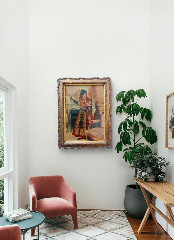 Image 1 of Antique Spanish Portrait – 19th Century – "Lady in Traditional Costume"