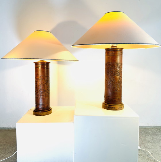 Image 1 of LAMPADE DA TAVOLO IN PELLE UNICHE DI ANGEL PAZMINO, ECUADOR, CIRCA ANNI 70