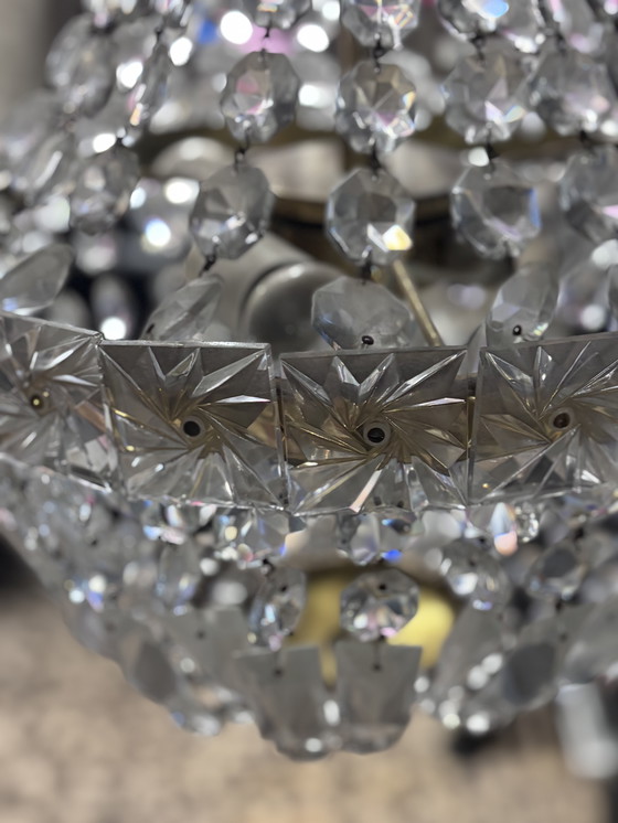 Image 1 of Bellissimo lampadario antico con gocce di cristallo