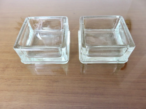 Image 1 of Glass pavé, ashtray, signed lumax, 4 available, Le Corbusier, Perriand, Adnet, 50's