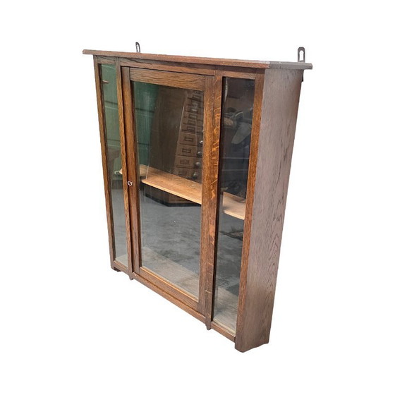 Image 1 of Alter Eichenvitrine, Mitte des 20. Jahrhunderts