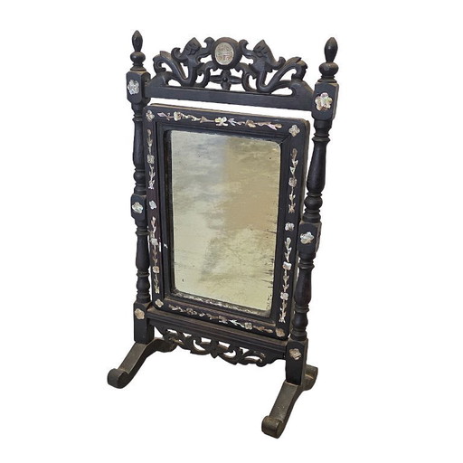 Miroir psychique chinois ancien incrusté de nacre