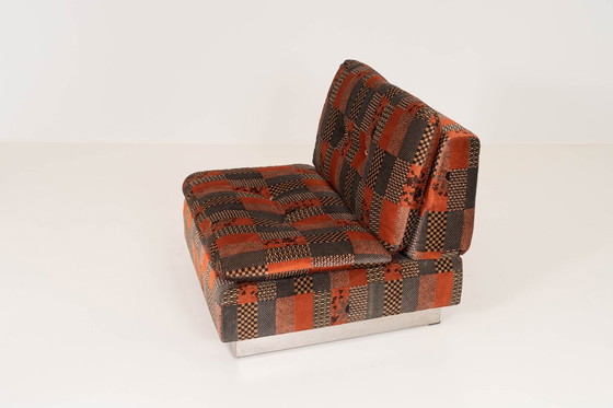 Image 1 of Giovanni Offredi pour Saporiti - Ensemble canapé modulaire en velours avec table basse, Italie 1970