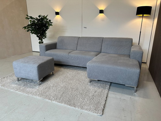 Image 1 of Canapé d'angle gris avec pouf 270x150cm