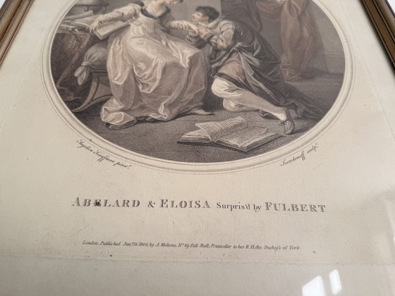 Image 1 of Antieke stippelgravure uit 1805 van Angelica Kauffman - Abelard & Eloisa