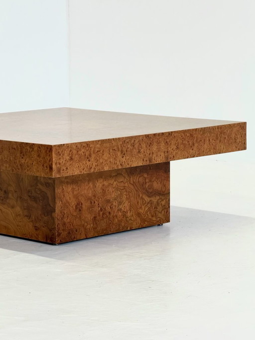 Square coffee table by Fratelli Turri with burl wood