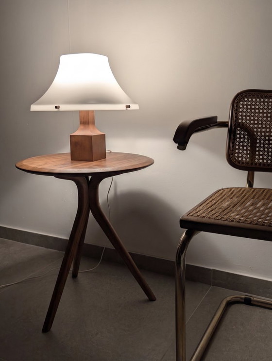 Danish Modern Teak Table Lamp with Pagoda Acrylic Shade, 1960s – Plastic, Wood (photo 6 of 10)