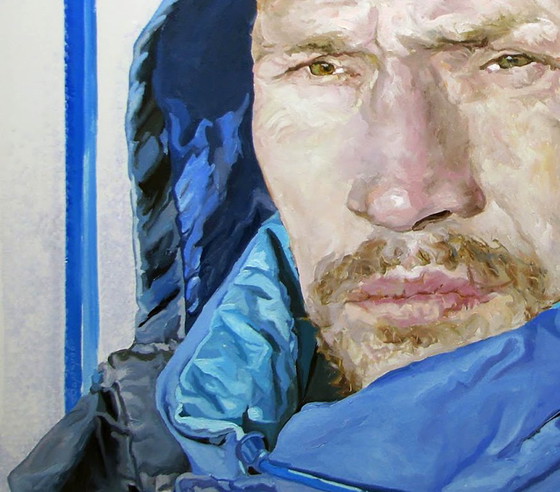 Peinture à l'huile originale, art contemporain, photoréalisme figuratif, autoportrait – Peintures et dessins (photo 6 of 7)