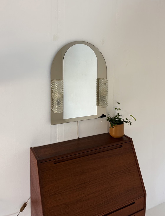 Image 1 of Vintage 2-tone mirror and Murano glass, Hillebrand '80